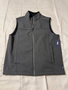 Izod Men's Charcoal Gray Softshell Vest - Full Zip